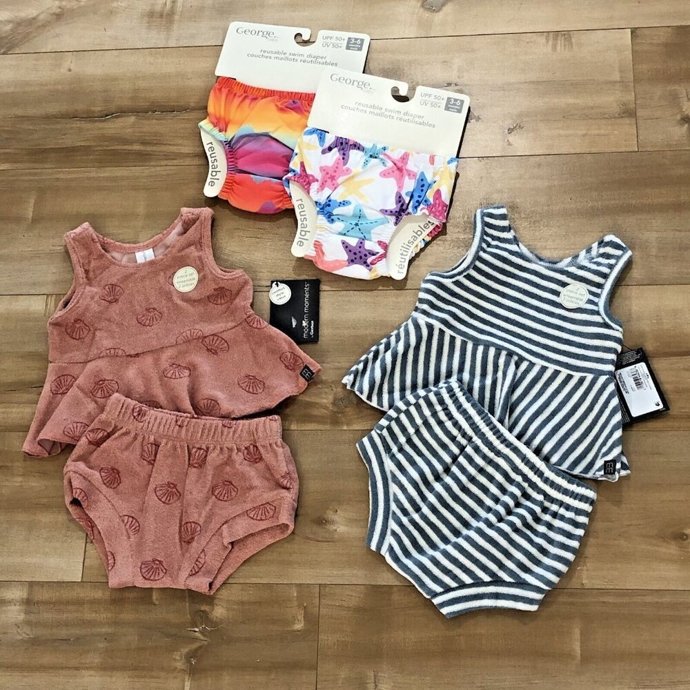 Lot of baby girls clothes, Swim diapers 3/6m NEW